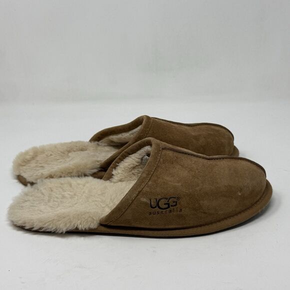 UGG Scuff Slippers Mens 11 Chestnut Brown Suede Shearling Slip On Comfort 5776 main image 9